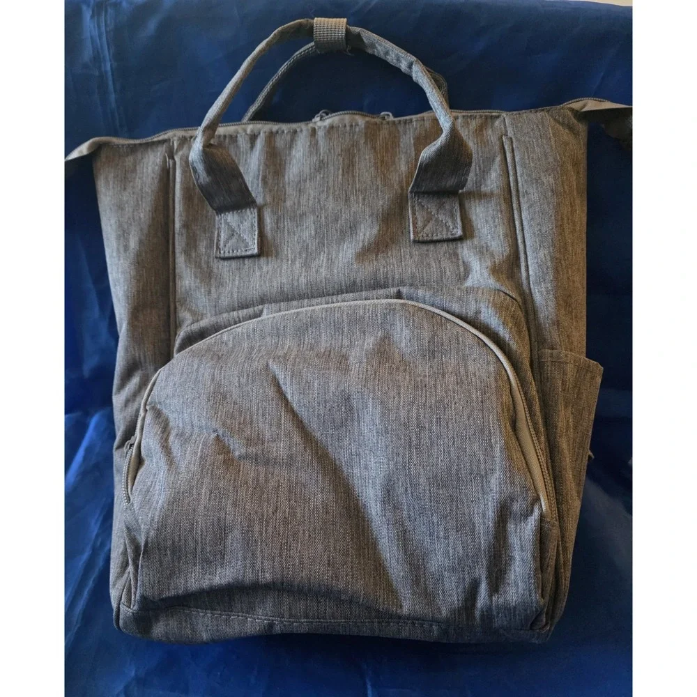 Gray Large Backpack Baby Diaper‎ Bag Nylon Insulated Adjustable Strap Backpack